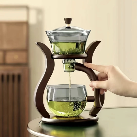 New Kung Fu Tea Set Semi Automatic Glass Teapot Set Magnetic Switch Teacup Set