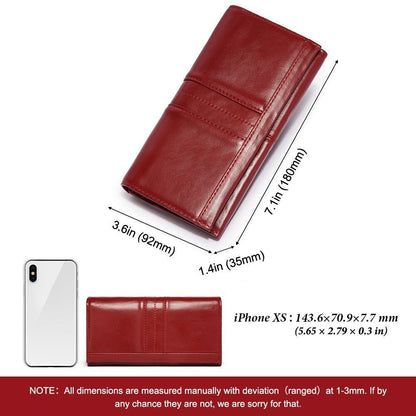 Leather Women Wallet Long Multi-Card Holder Large Mobile Phone Purse 18*3.5*9 CM
