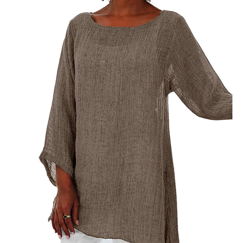 Tunic Tops Tee Pullover T-Shirt Blouse Baggy Casual Solid O Neck Summer