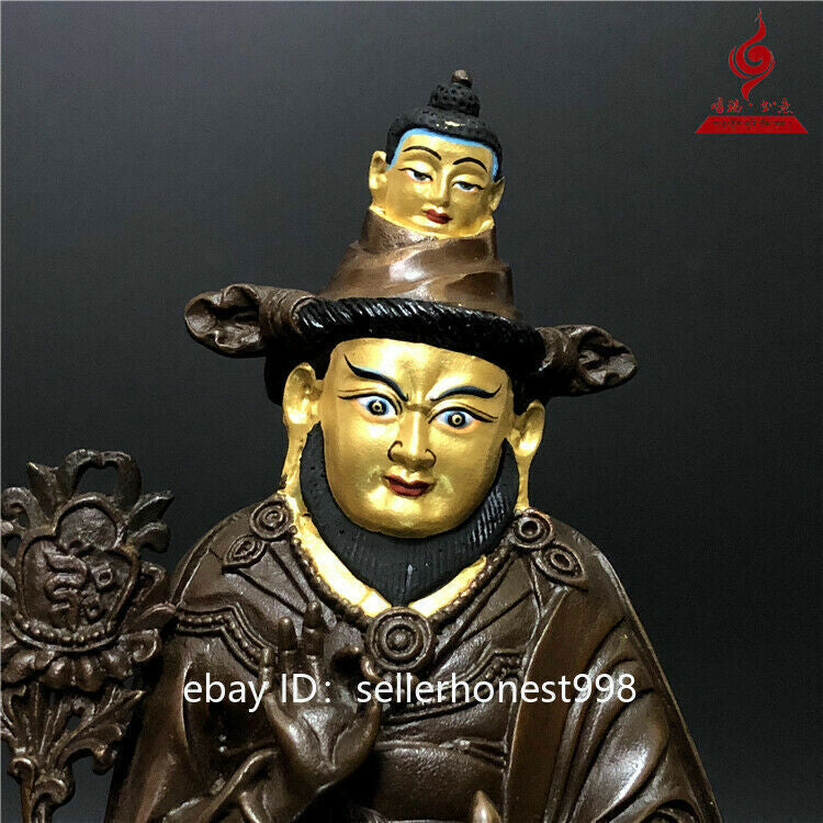 Tibet Buddhism Lama Guru Master Nyingpo Buddha Bronze Statue 18cm