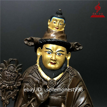 Tibet Buddhism Lama Guru Master Nyingpo Buddha Bronze Statue 18cm