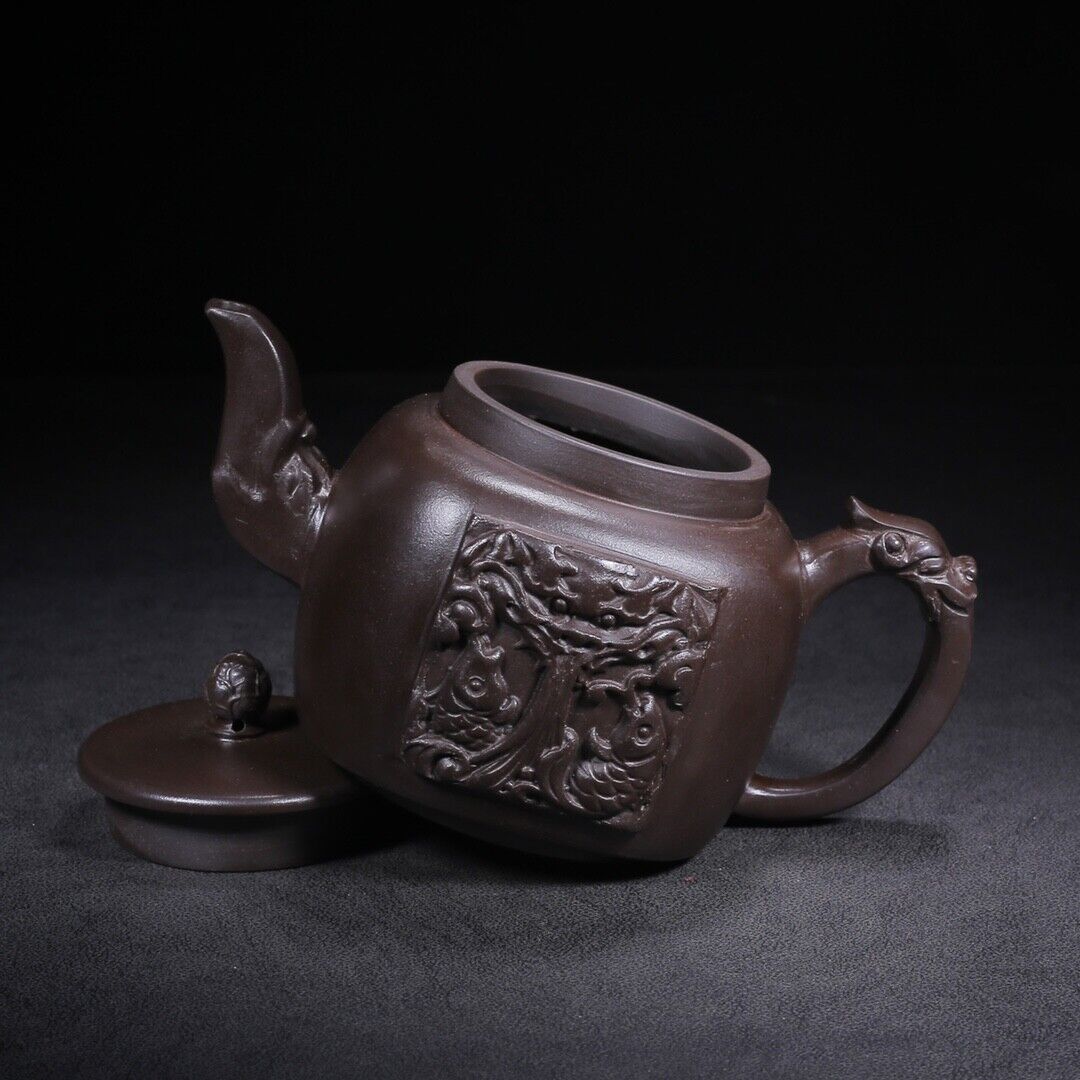 Chinese Yixing Zisha Clay Handmade Exquisite Teapot （鱼跃龙门 底款：邵景南）