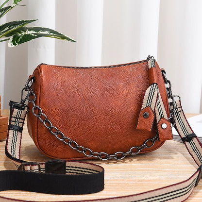 Vintage Zipper Little Bag Hard Synthetic Leather Chain Ladies Shoulder Bag Shell