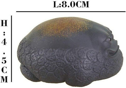 3.14" Purple Sand Golden Toad Tea Pet Lucky Accessories Tea Table Tea Set