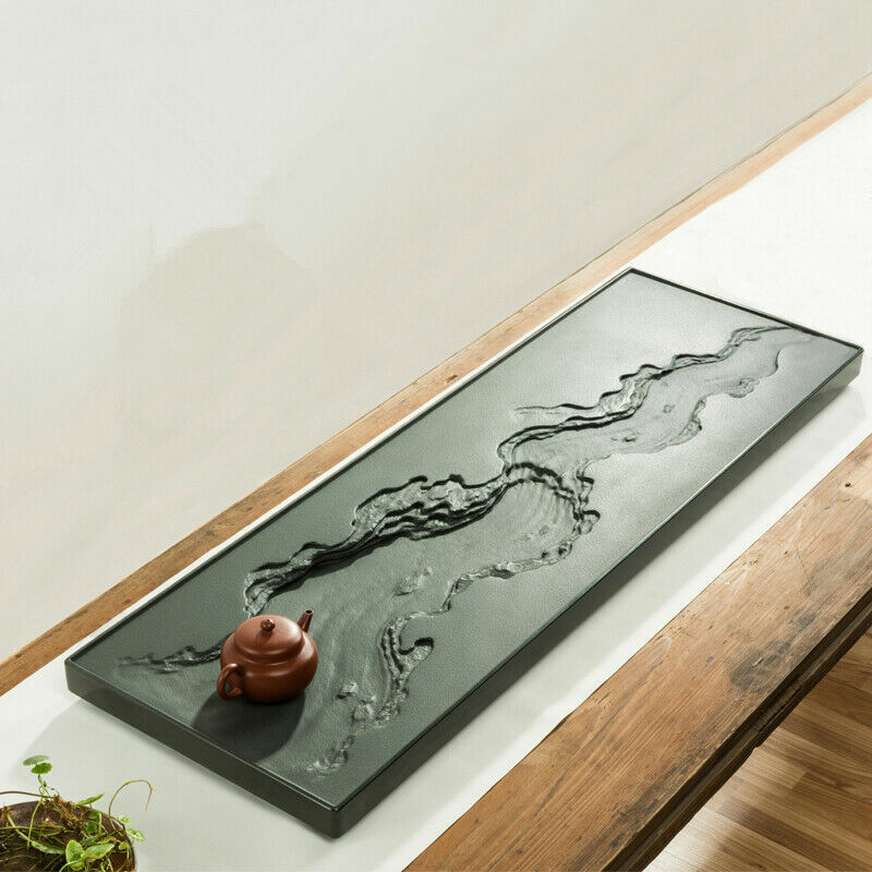 handmade tea tray black stone the Huanghe River carved weighted engraved table