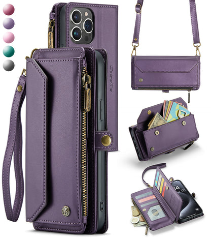 Crossbody for iPhone 16e 15 14 13 12 11 Pro Max XS XR SE Case Wallet Card Holder