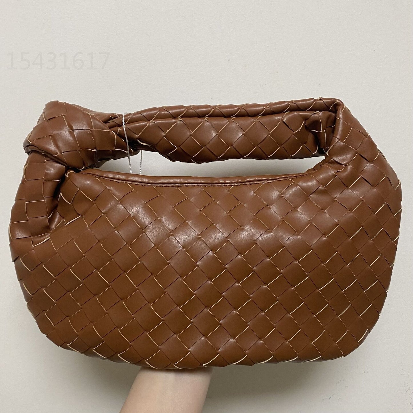 Leather Handbag Mini Shoulder Bag Purse Style Silver Weave Soft Underarm Bags