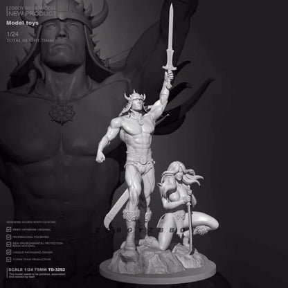 1/24 resin figure model Powerful Swordsman Male and Female Unassembled Unpainted