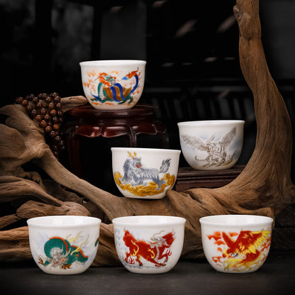 150ml Jade Porcelain Kung Fu Tea Cup Creative Pattern Dragon Tiger Teacups
