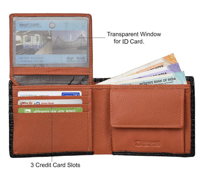 NEW BLACK/ORNAGE BI-FOLD LEATHER MEN'S WALLET RFID PROTECTION GIFT ITEM