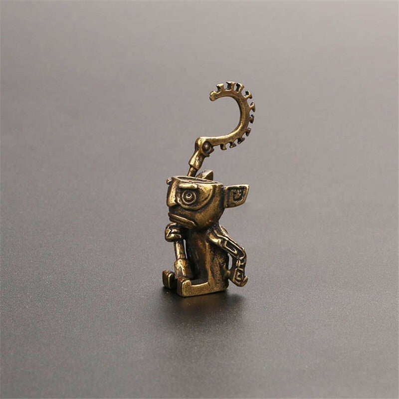 Solid Brass Robot Guard Statue Tea Pet Ornament Cartoon Character Toy Miniature