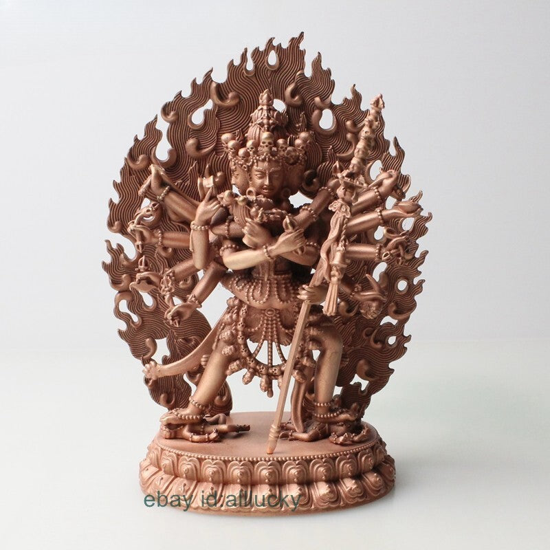 11cm Exquisite Red Copper Carving Cakrasamvara Chakrasamvara Buddha Statue Tibet