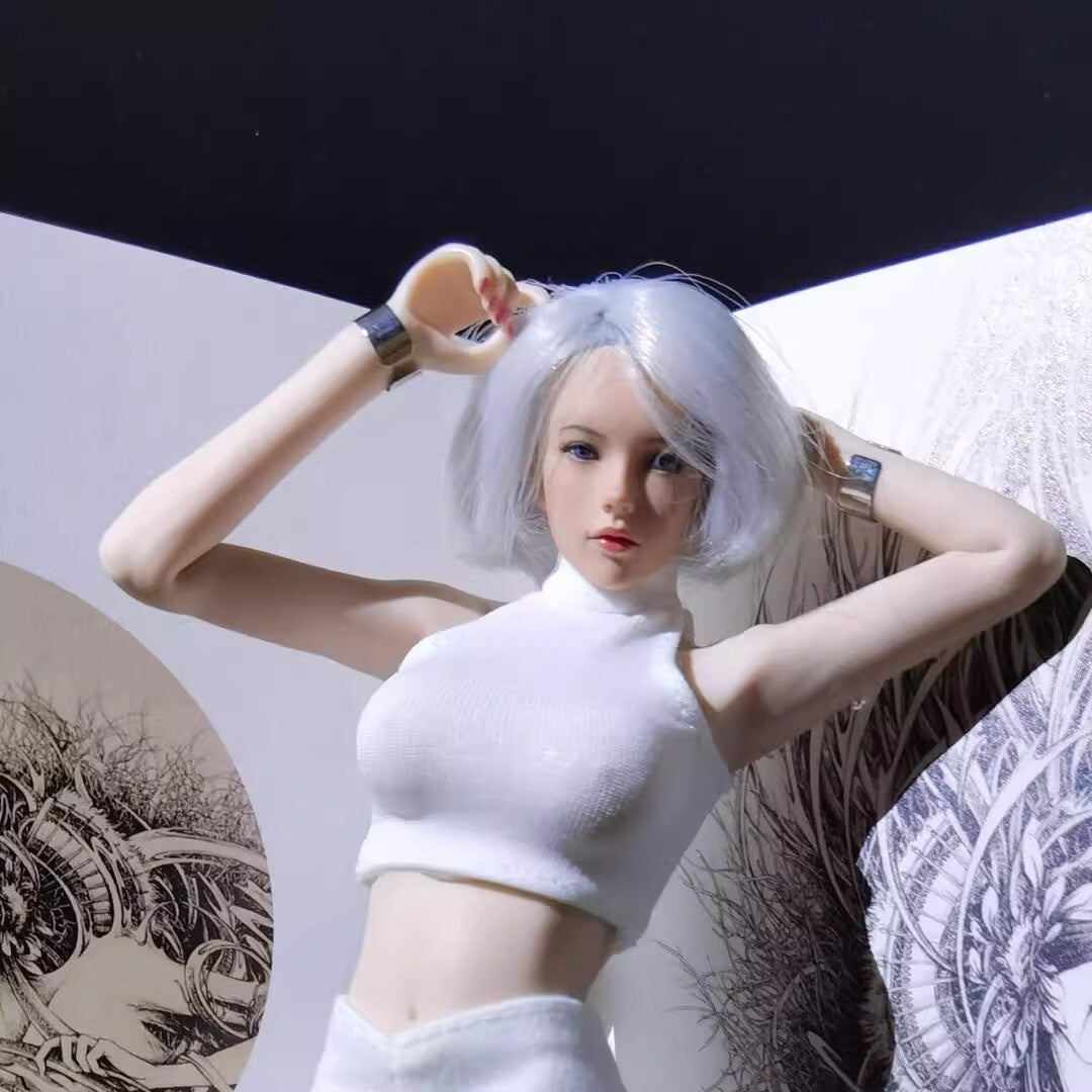 1/6 Female Neck Tight T-Shirt Bottom Tank Top Fits 12 "ph tbl Action Figure Body