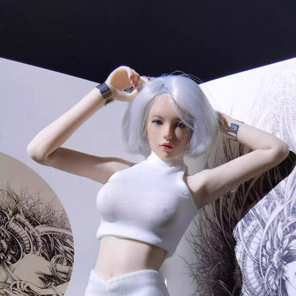 1/6 Female Neck Tight T-Shirt Bottom Tank Top Fits 12 "ph tbl Action Figure Body