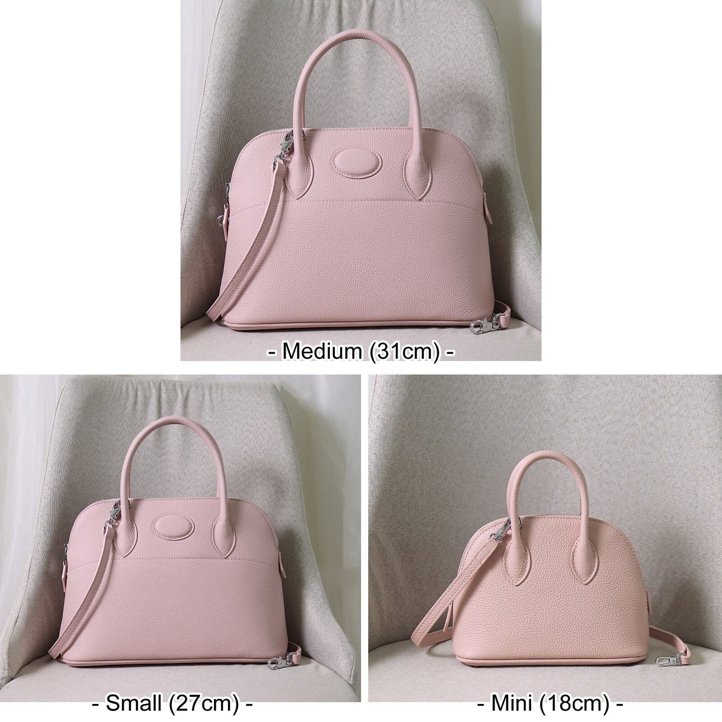 18/27/31 Real Leather Bowling Tote Purse Handbag Shoulder Bag Fashion Crossbody