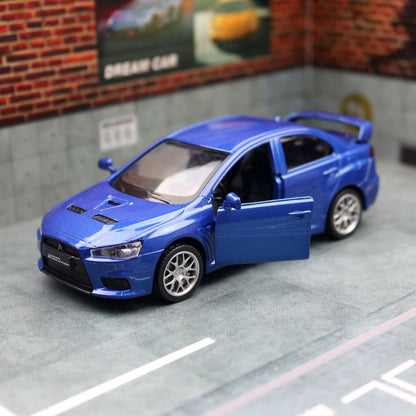 1:41 Diecast Mitsubishi Lancer EVO Metal Car Model Toy Pull Back Door Open Gift