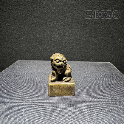 Brass Lion Seal Home Decor Sculpture Tea TableLiving Room Statue