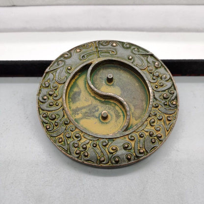 Pure Copper Bagua Inkstone Calligraphy Tool Study Desk Wenfang Ornament