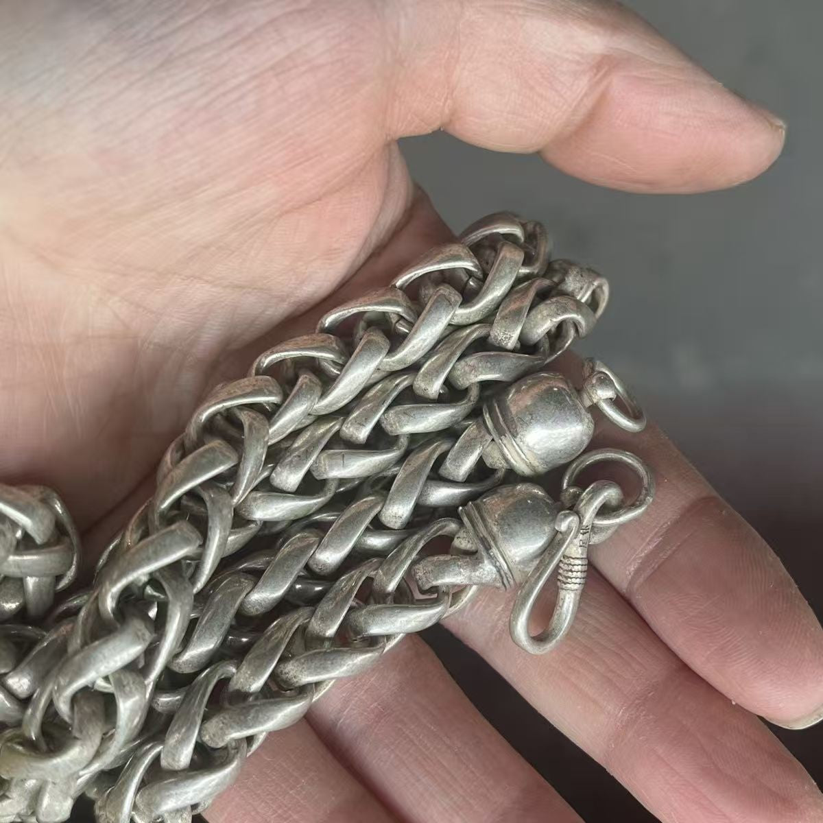Vintage Miao Silver Handwoven Necklace Ethnic Folk Silver Jewelry