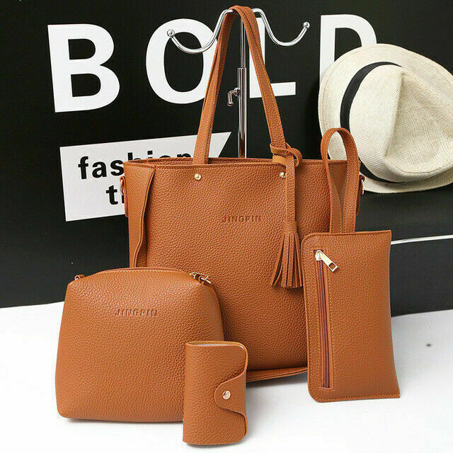 4pc/set PU Leather Bags Ladies Messenger Bag Satchel Tote Purse Shoulder Han New
