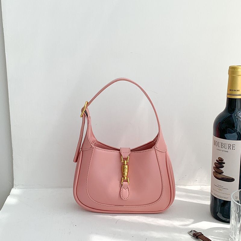 Retro Women Lock Hobo Bags Crossbody Shoulder Bag Niche Black White Pink Handbag