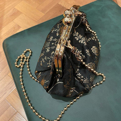 Retro Shoulder Messenger Bag Clutch Striped Gold Bag Luxury Little Handbag Green