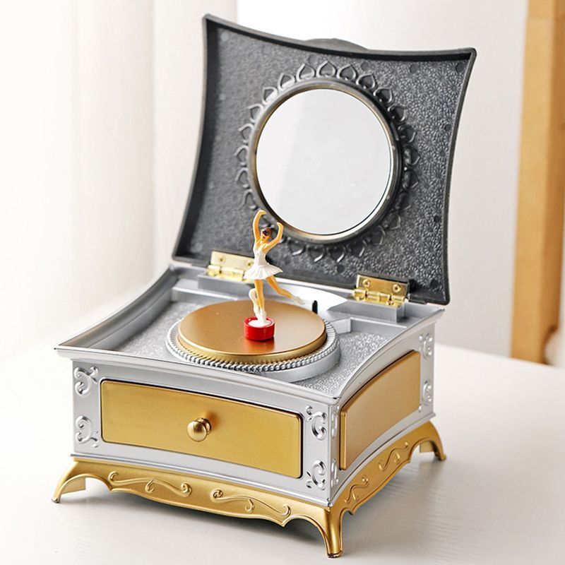 Music Box Plastic Classic Rotating Ballerina Piano Jewelry Holders 16x13.6x9.1cm
