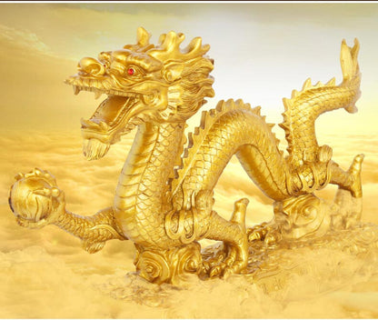 Feng Shui Chinese Loong Resin Figurine Statue for Luck & Success Gifts Dragon