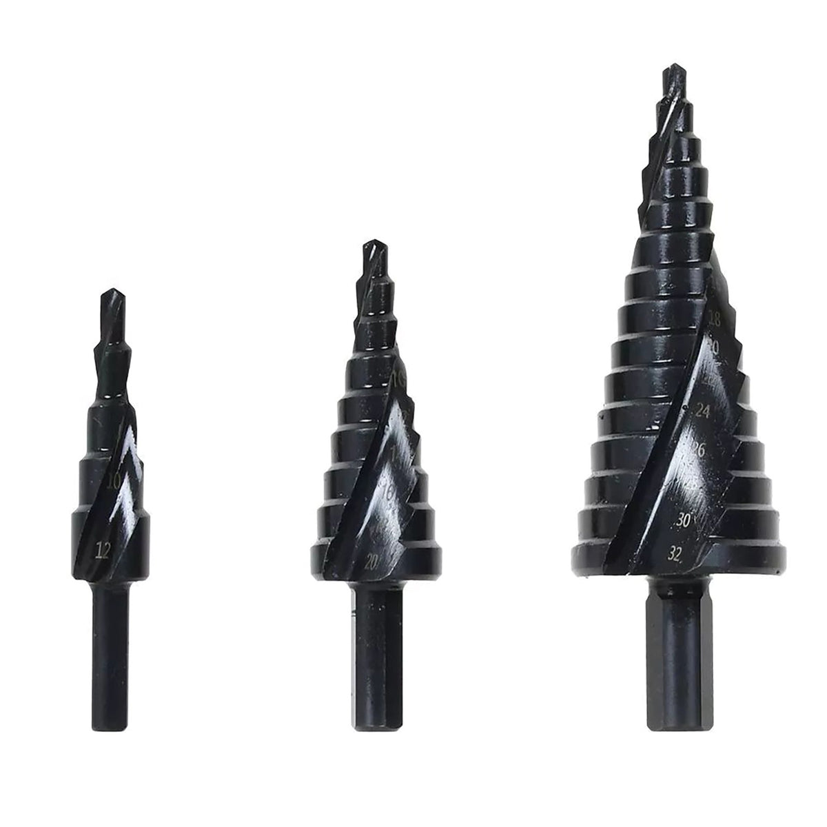 3Pcs HSS Step Drill Bit Set Large Cone Titanium Bit Set 6/8/10mm Shank