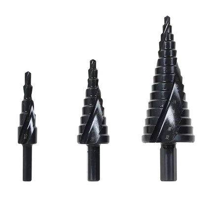 3Pcs HSS Step Drill Bit Set Large Cone Titanium Bit Set 6/8/10mm Shank