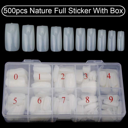 Nail Capsule 500Pcs Acrylic Transparent Artificial Full Cover Nails Tip Manicure