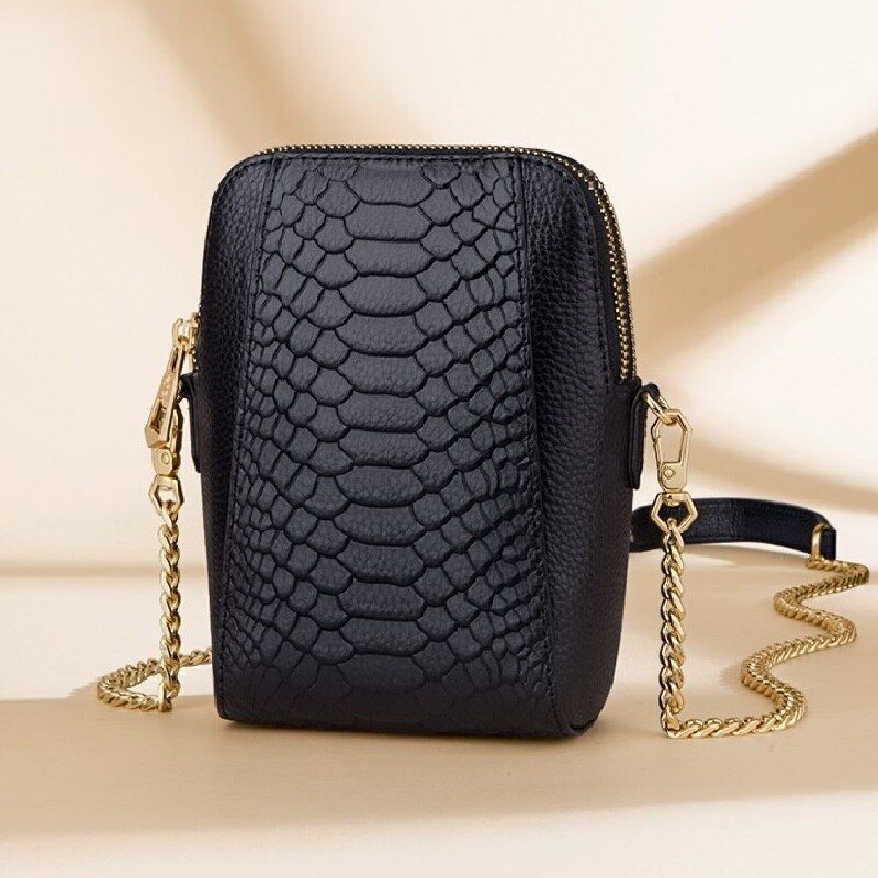 Mini Bag Genuine Leather Serpentine Pattern Bag Crossbody Purse 11*7*17CM 1Strap