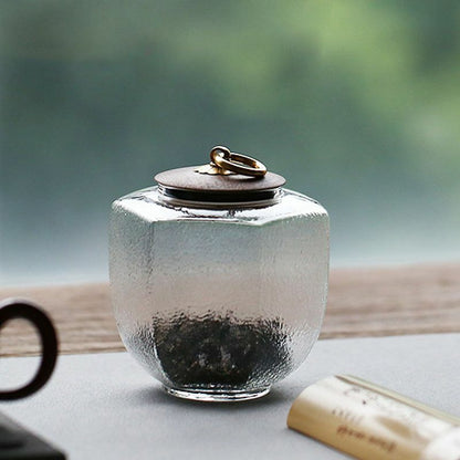9.5Cm Hammer Glass Tea Canisters Storage Chest Kung Fu Tea Caddy Home Decoration