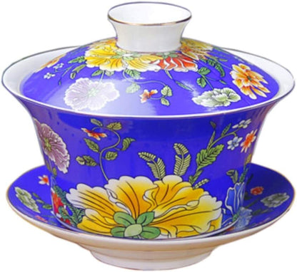 Kung Fu Tea Cup and Saucer with Lid Chinese Traditional Gaiwan Sancai Tea Bowl