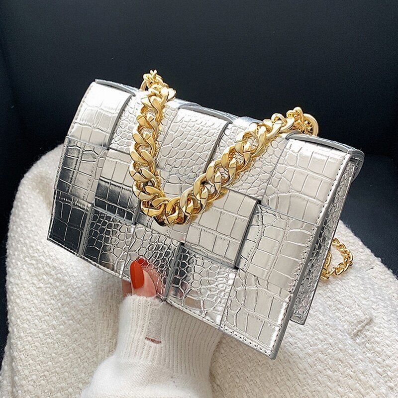 12 Colors Handbag Purse Alligator Pattern Shoulder Bag Women Chain Crossbody Bag