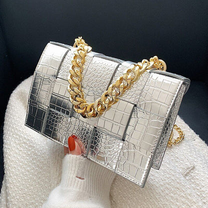 12 Colors Handbag Purse Alligator Pattern Shoulder Bag Women Chain Crossbody Bag