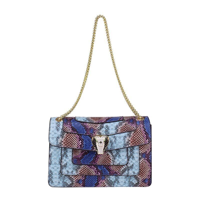 Snake Print Leather Shoulder Bag Handbag Crossbody Bags Square Purse 27*18*7 CM