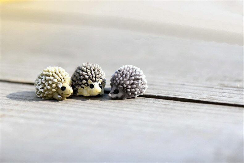Miniature Hedge Pig Set of 3pcs Resin Hedgehog Mini Figurine Garden Flower Pot