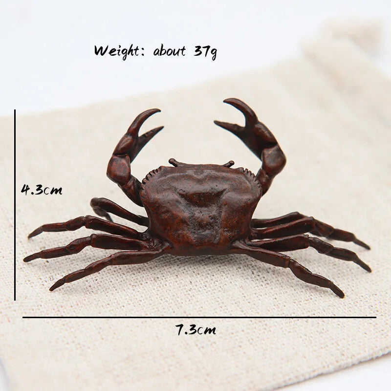 Pure Copper Solid Crab Simulation Animal Model Statue Mini Tea Favor Ornaments