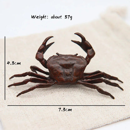 Pure Copper Solid Crab Simulation Animal Model Statue Mini Tea Favor Ornaments