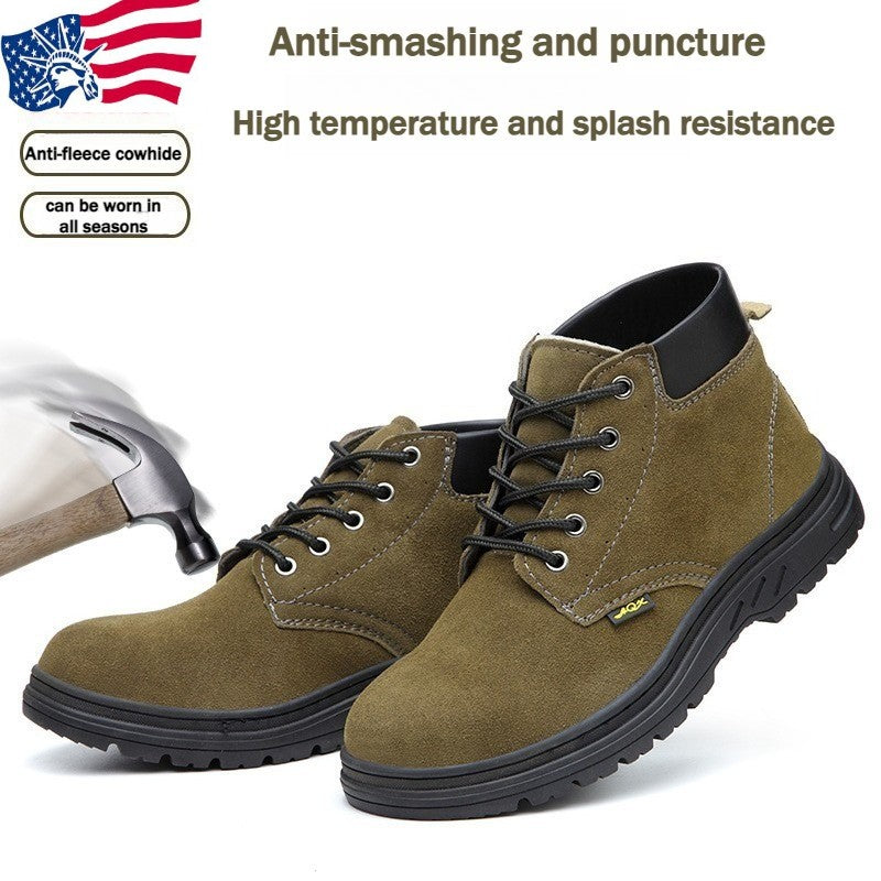 Anti puncture and anti slip lightweight suede labor protection shoes-usa