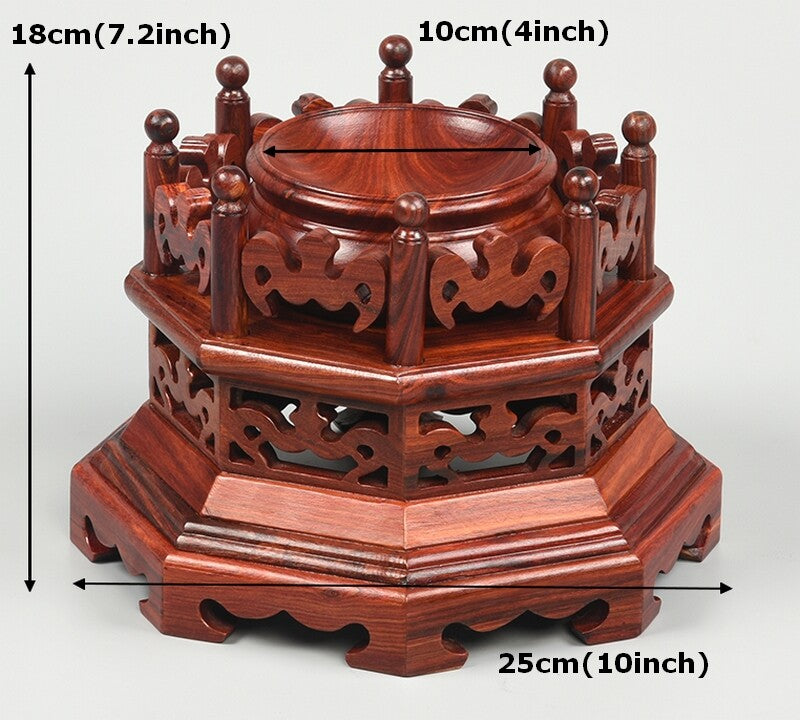 Rosewood Crystal Ball Sphere Globe Display Stand Rack Base Holder Decor