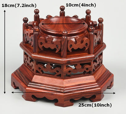 Rosewood Crystal Ball Sphere Globe Display Stand Rack Base Holder Decor