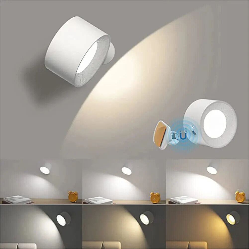 LED Wall Light USB Rechargeable 360° Magnetic Ball Rotate Dimmable Touch Control