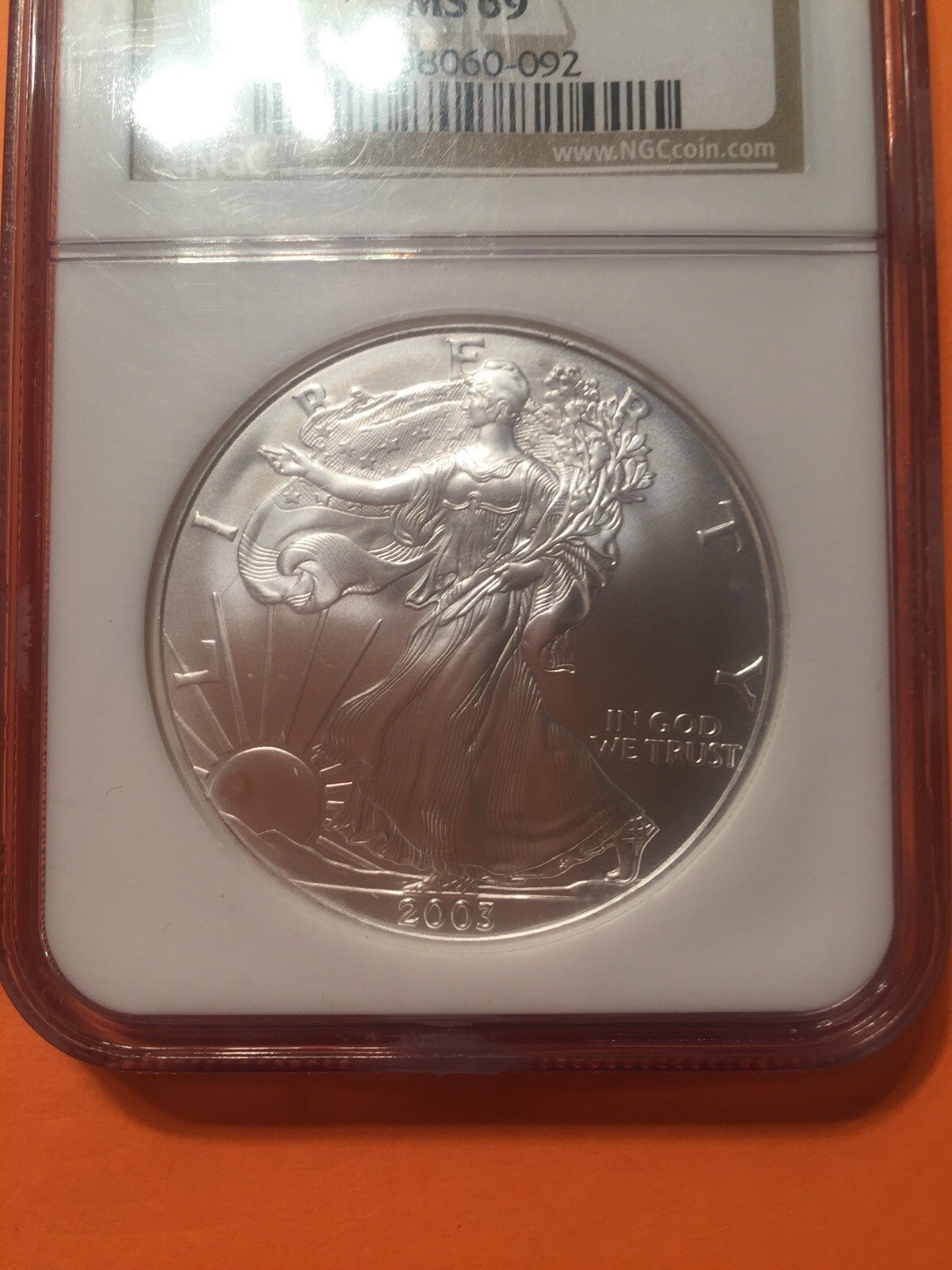 2003 American Silver Eagle ASE Coin 1oz NGC MS69 Old Holder Money 美国鹰洋银币 MS-69