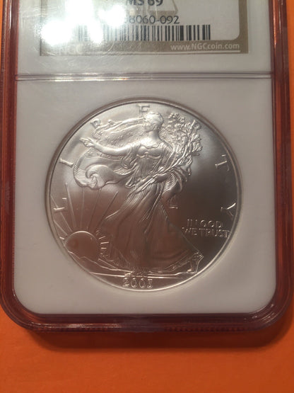 2003 American Silver Eagle ASE Coin 1oz NGC MS69 Old Holder Money 美国鹰洋银币 MS-69