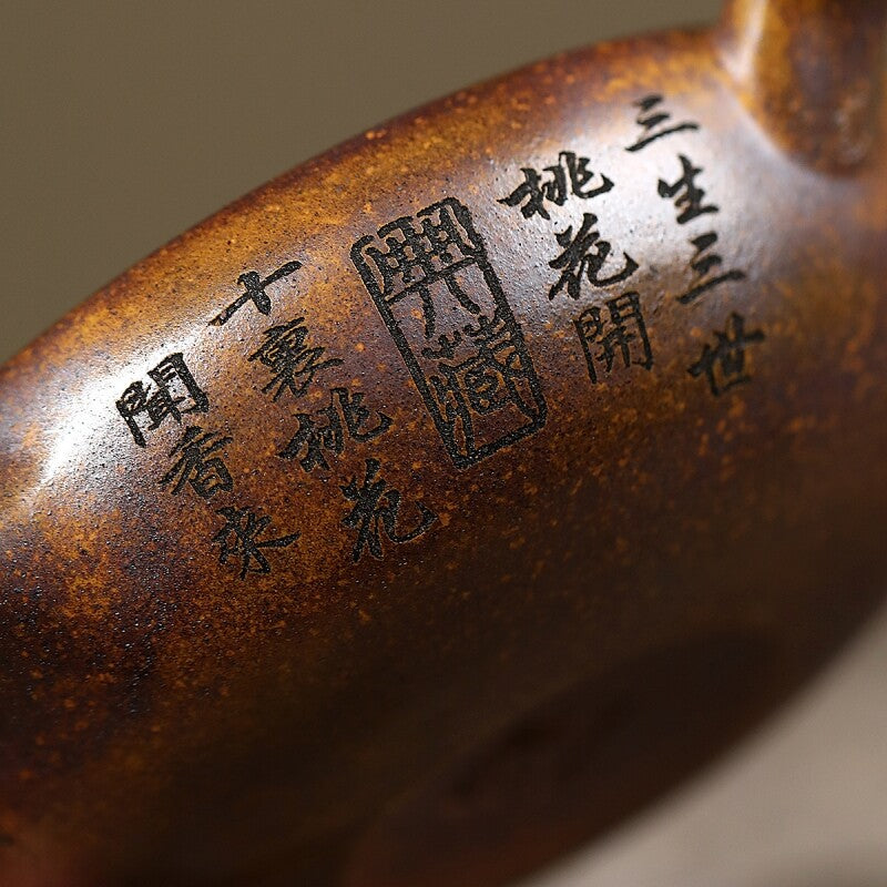 Original Ore Real Yixing Zisha Tea Pot Handmade Bamboo Carved Master Pot 180ml