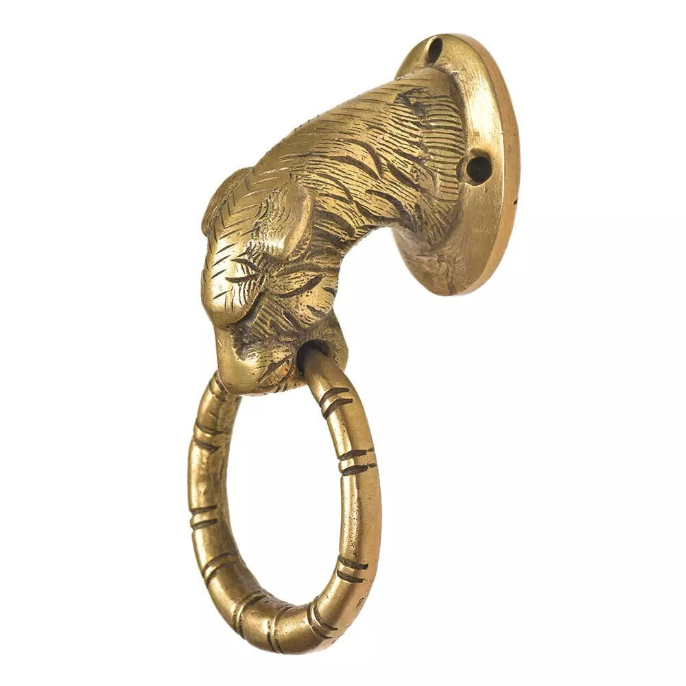 Antique Look Tiger Head Brass Ring Door Knocker Door Bell Home Decor