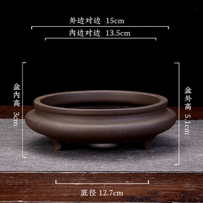 6" Zisha Flower Pot Desktop Round Bonsai Pot Succulent Calamus Pot For Tea Tray