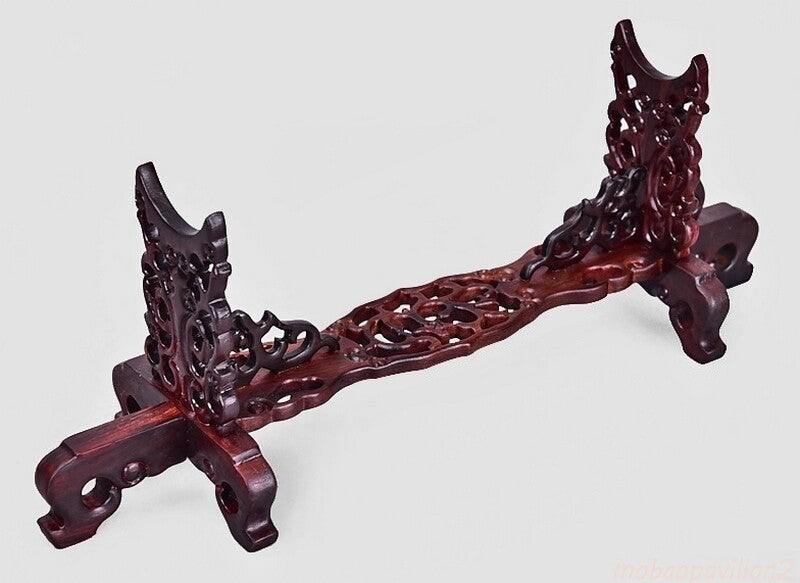 Vintage Rosewood Samurai Sword Knife Dagger Gun Display Rack Holder Stand Base